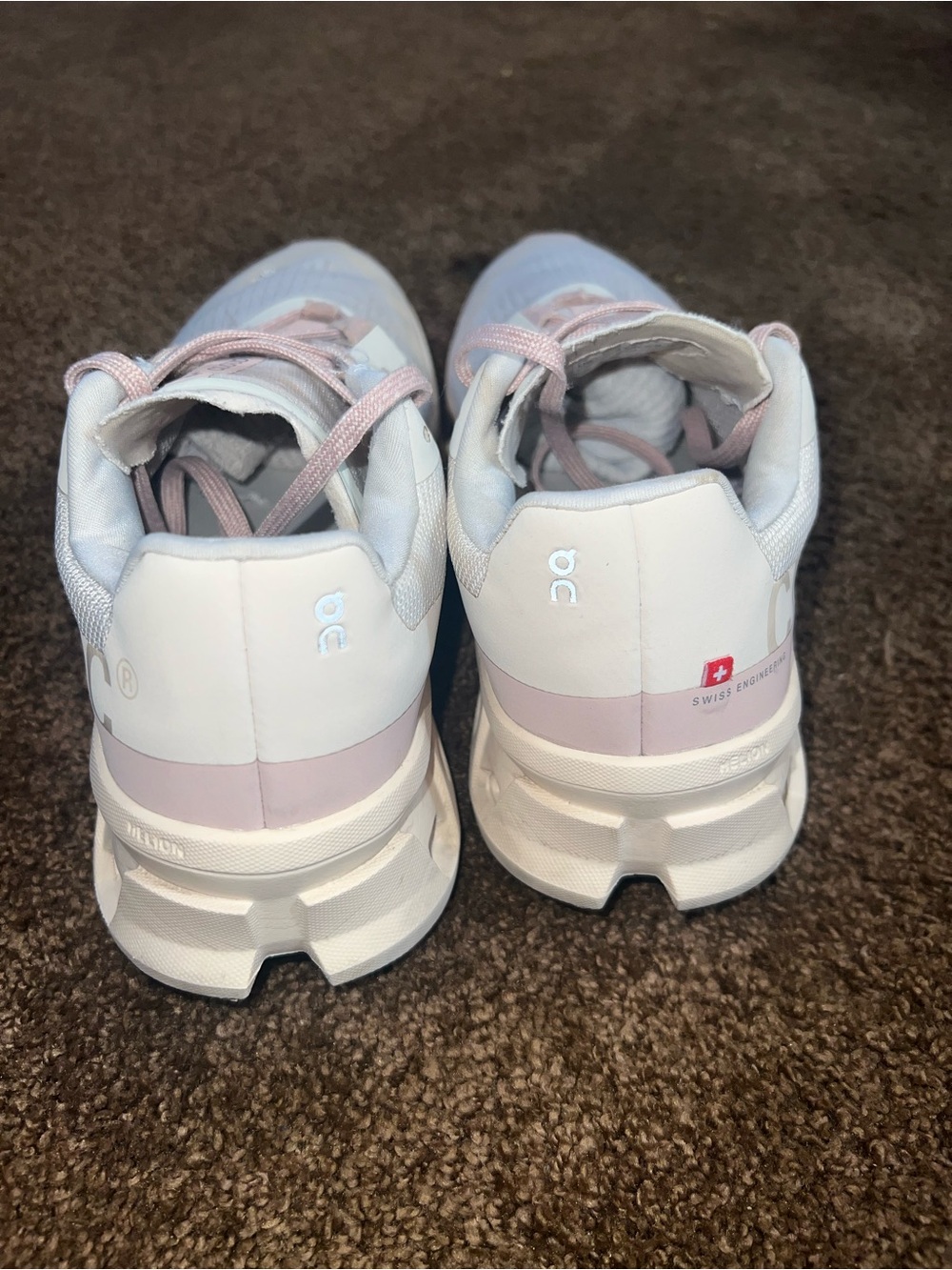 Light Pink and White Women's Cloud-Tech Cushion Sneakers - Picture 5 of 10